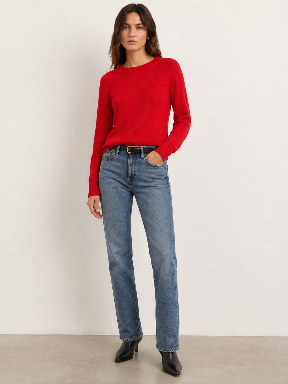 Everlane Red Crewneck Cotton Blend Pullover‎ Sweater Size Small